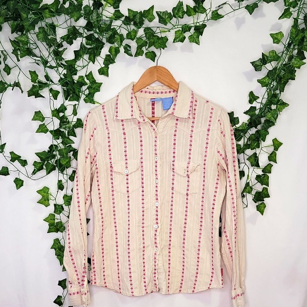 Roxy. Striped Button-Up Shirt. Size XL. EUC